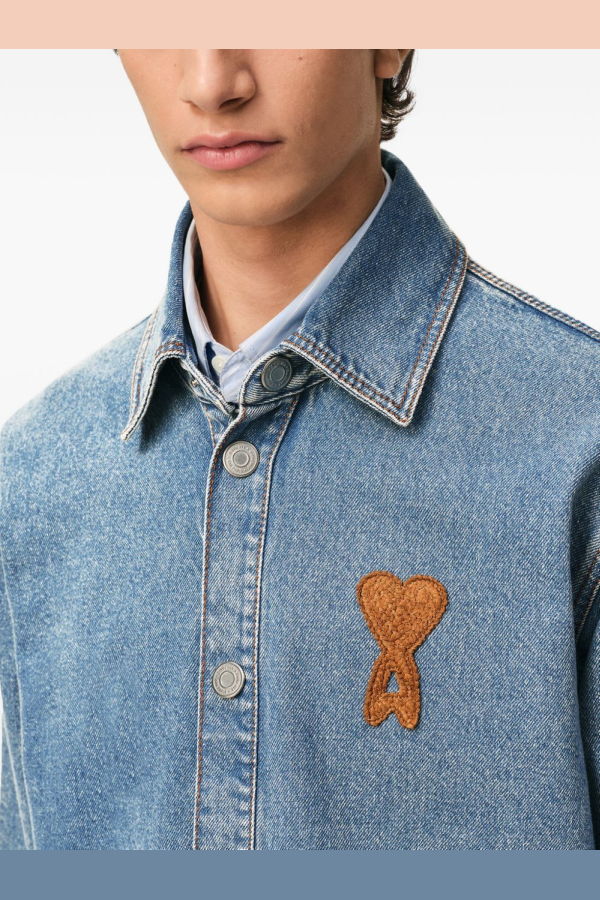Ami Alexandre Mattiussi Ami De Coeur Denim Shirt - Clear Blue