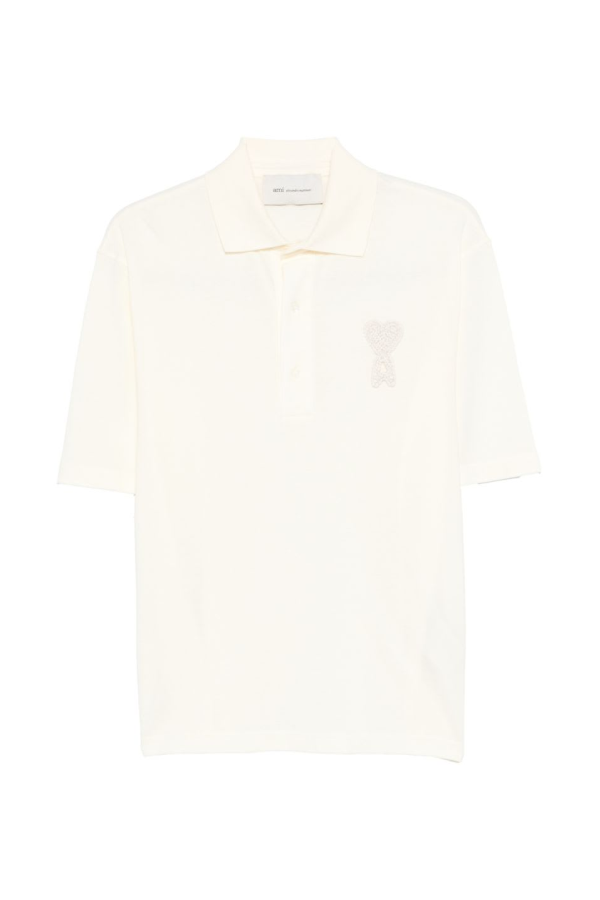 Ami Alexandre Mattiussi Ami De Coeur Cotton Polo Shirt - Beige