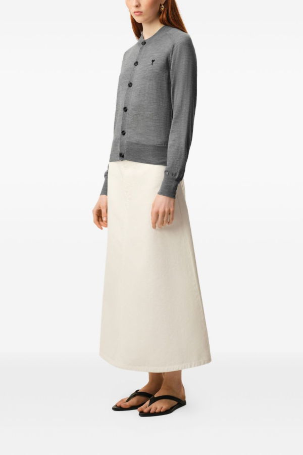 Ami Alexandre Mattiussi Ami De Coeur Wool Cardigan - Gray