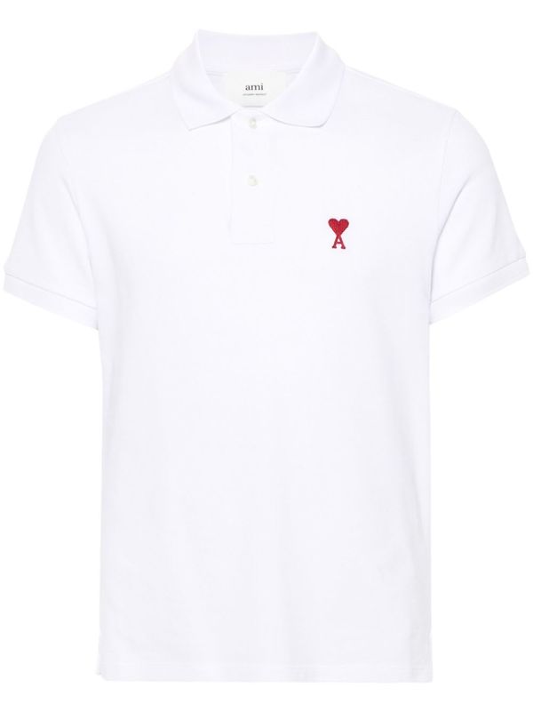 Ami Alexandre Mattiussi Ami De Coeur Cotton Polo Shirt - White