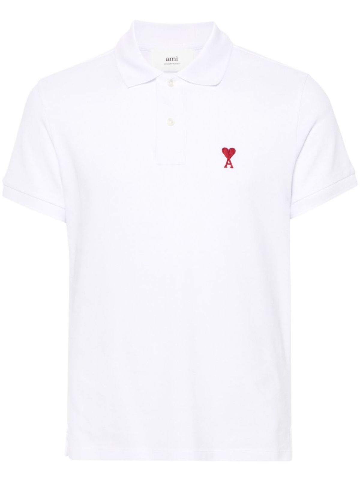 Ami Alexandre Mattiussi Ami De Coeur Cotton Polo Shirt - White - Image 1 of 5