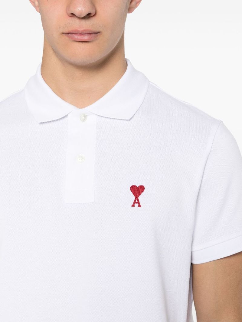 Ami Alexandre Mattiussi Ami De Coeur Cotton Polo Shirt - White