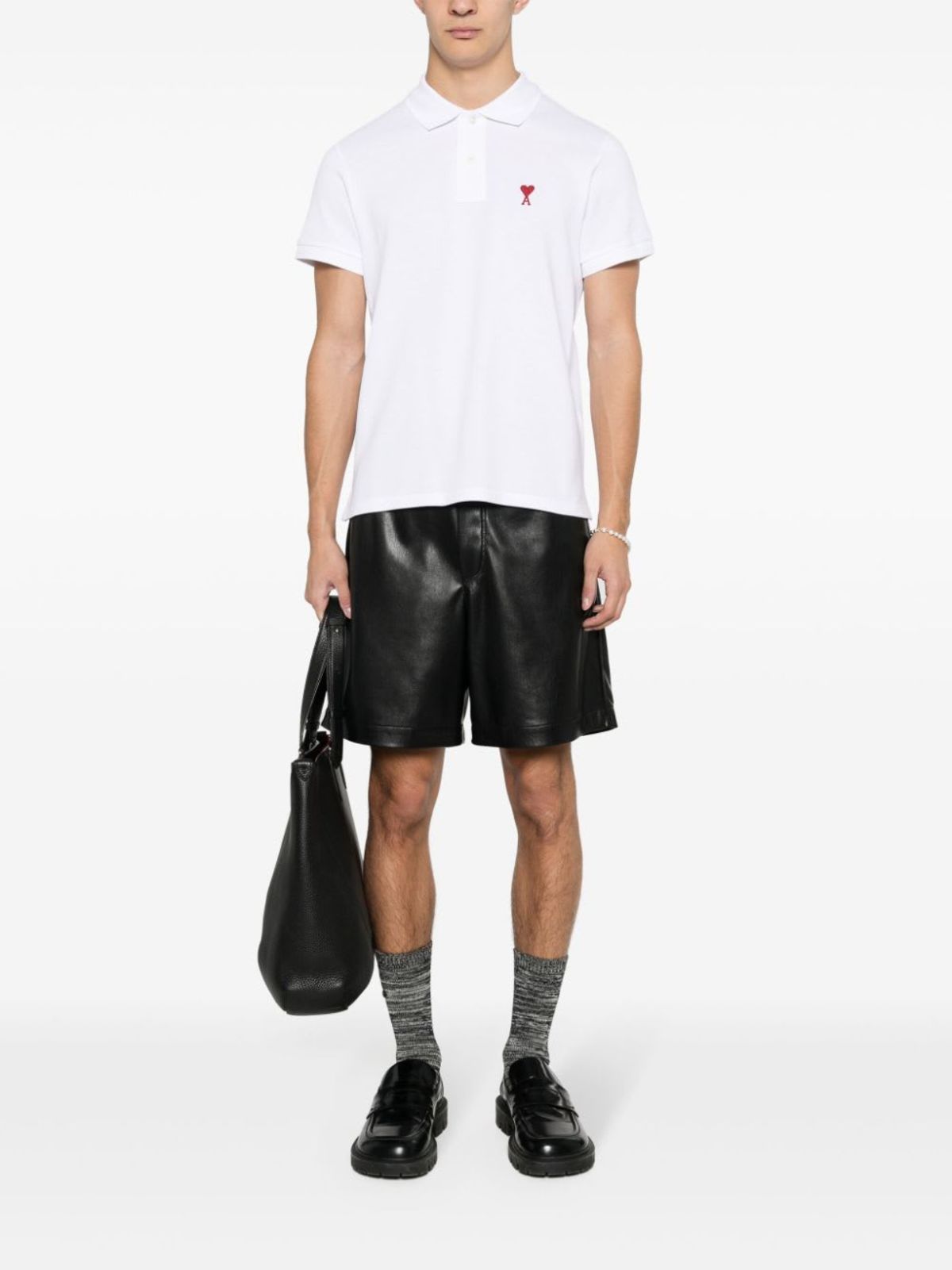 Ami Alexandre Mattiussi Ami De Coeur Cotton Polo Shirt - White - Image 5 of 5