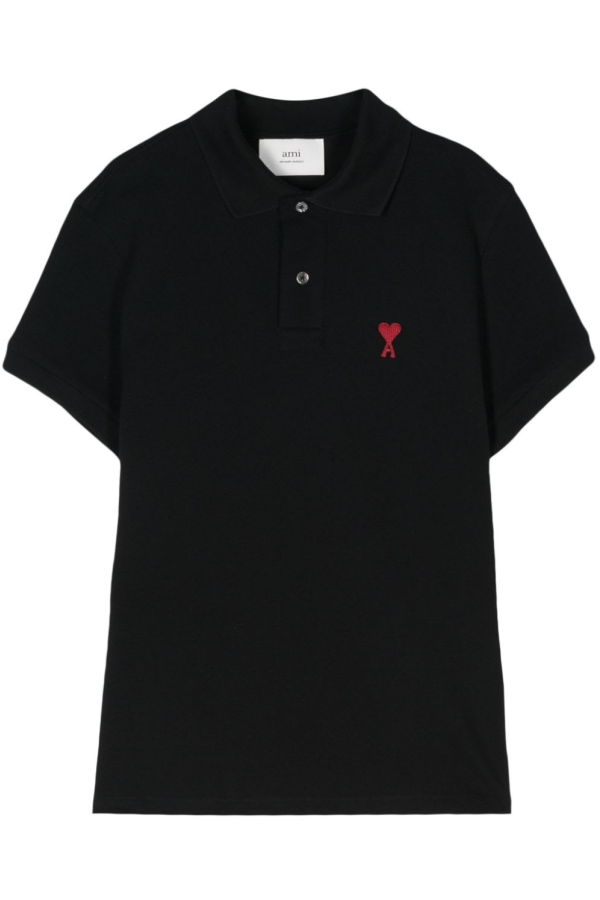 Ami Alexandre Mattiussi Ami De Coeur Cotton Polo Shirt - Black