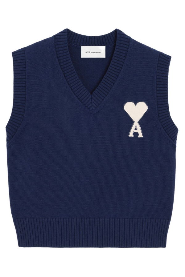 Ami Alexandre Mattiussi Ami De Coeur Wool Vest - Blue