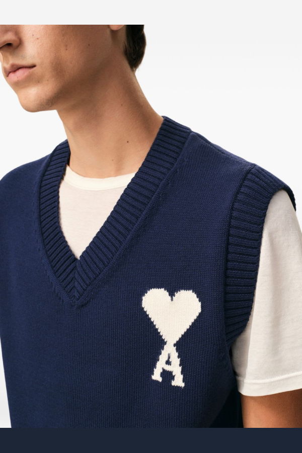 Ami Alexandre Mattiussi Ami De Coeur Wool Vest - Blue