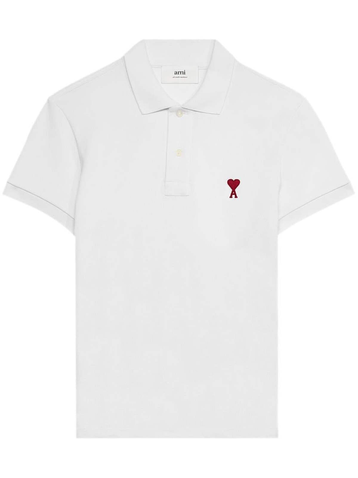 Ami Alexandre Mattiussi Ami De Coeur Cotton Polo Shirt - White - Image 1 of 5