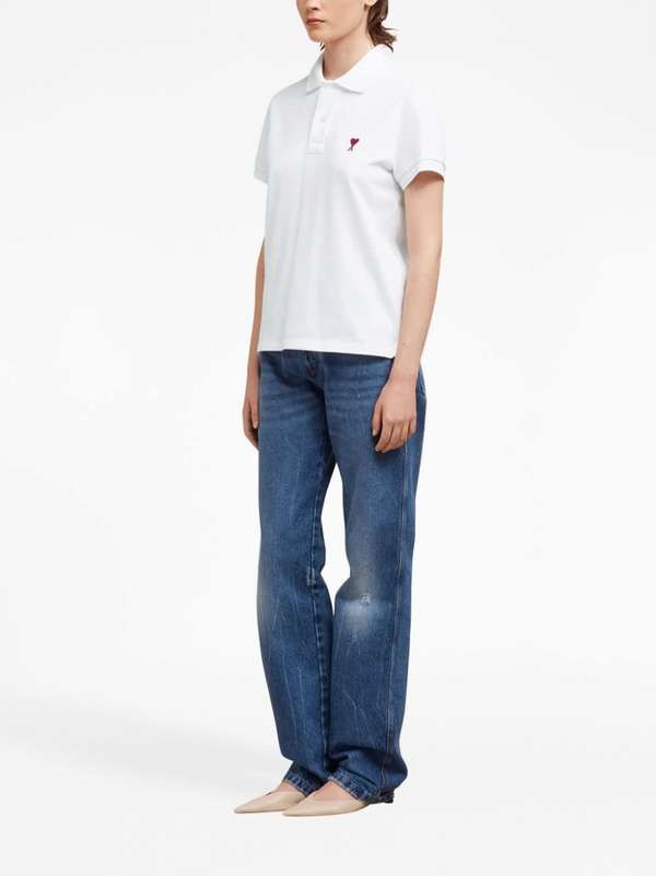 Ami Alexandre Mattiussi Ami De Coeur Cotton Polo Shirt - White