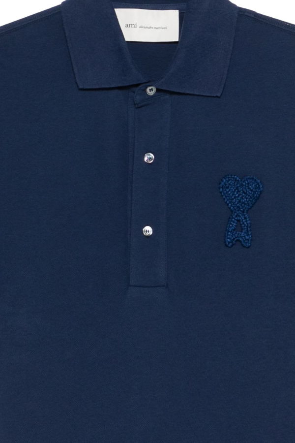 Ami Alexandre Mattiussi Ami De Couer Cotton Polo Shirt - Blue