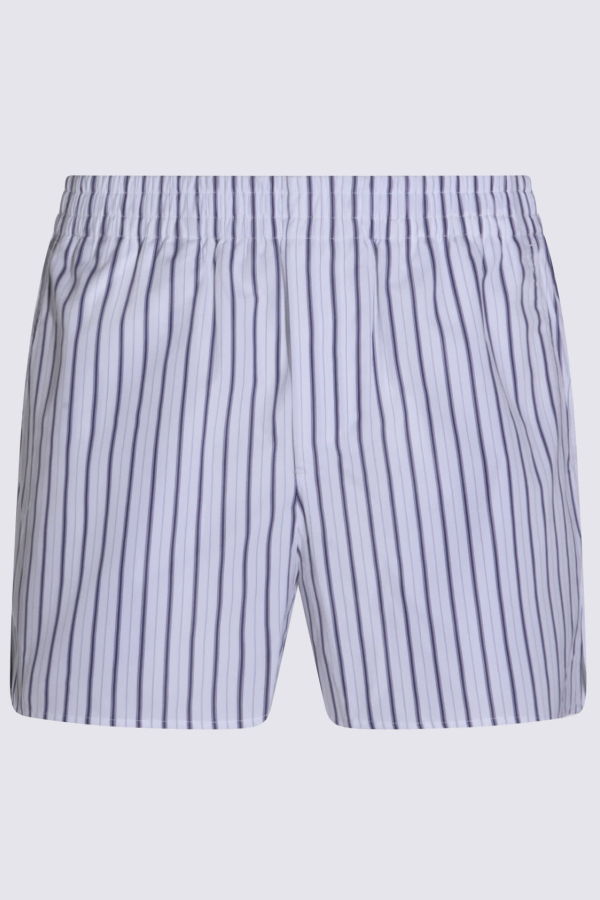 Ami Alexandre Mattiussi White and Blue Cotton Shorts - White-Blue