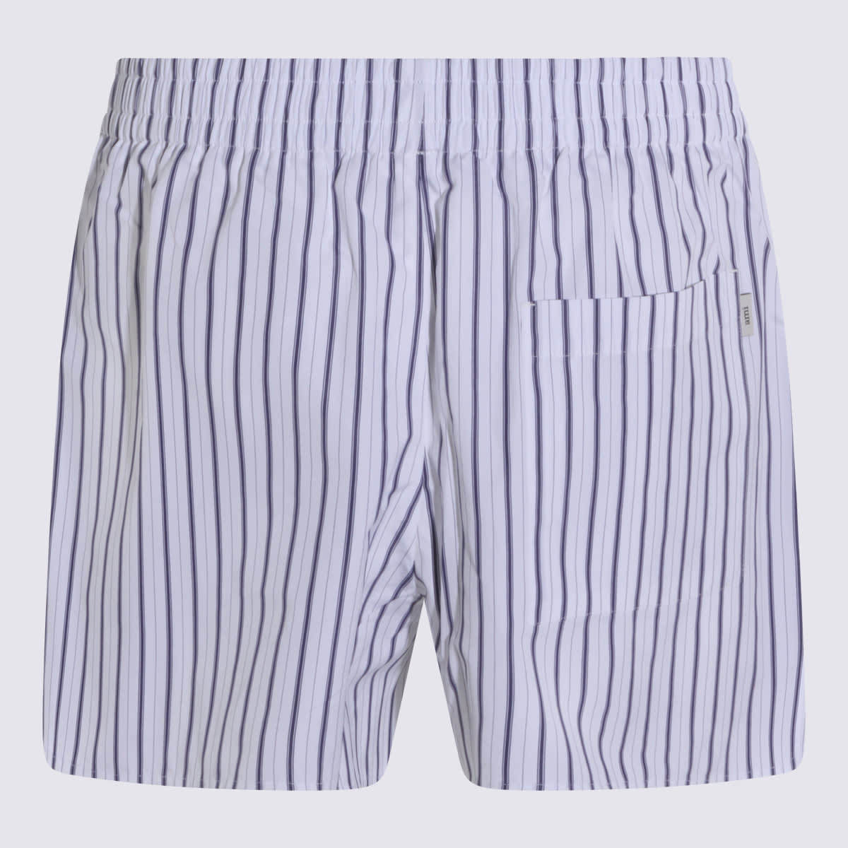 Ami Alexandre Mattiussi White and Blue Cotton Shorts - White-Blue - Image 2 of 4