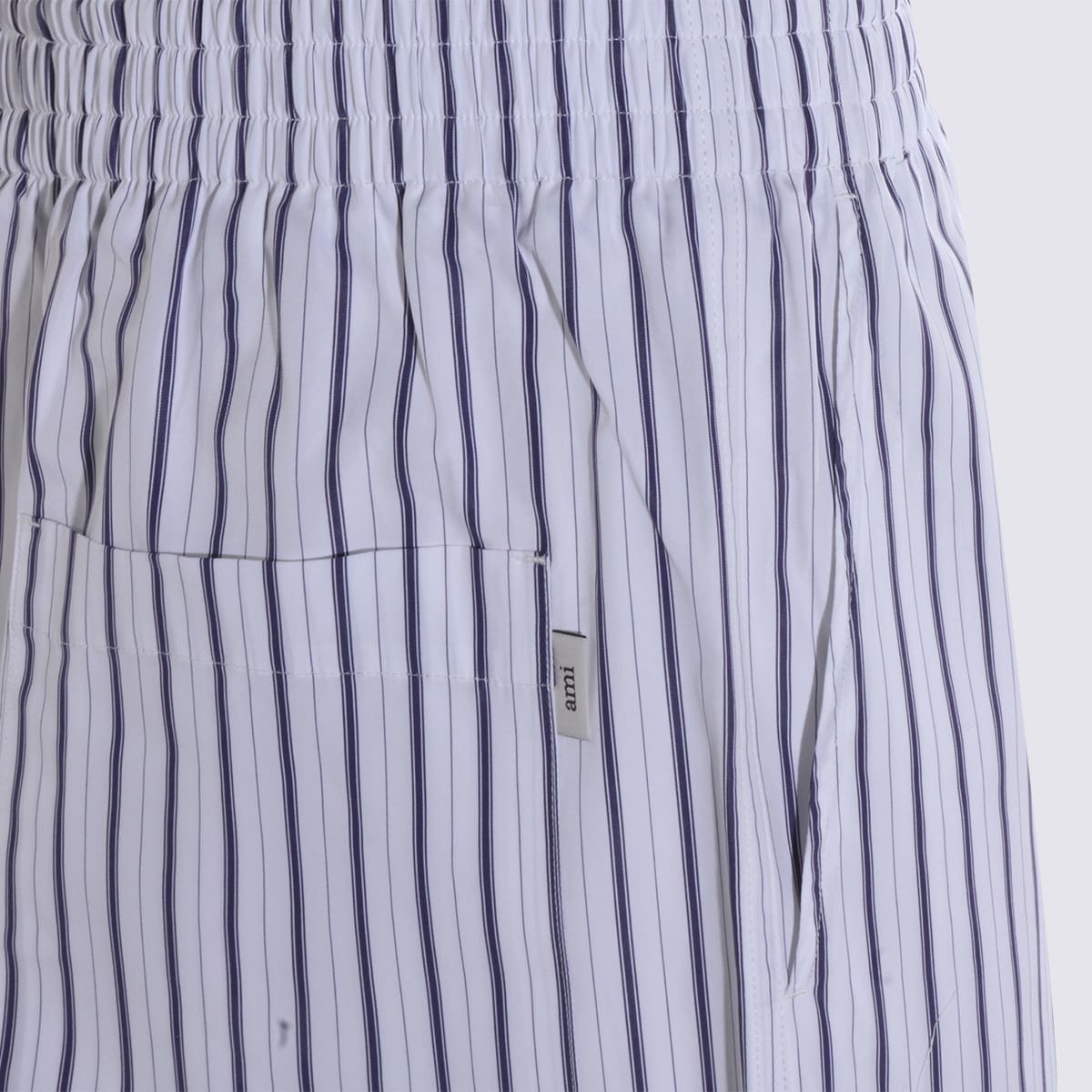 Ami Alexandre Mattiussi White and Blue Cotton Shorts - White-Blue - Image 4 of 4