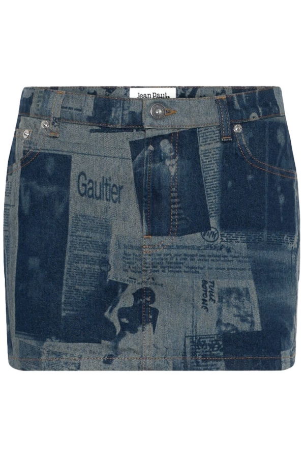 Jean Paul Gaultier Miniskirt With Newspaper Print Skirt - Denim