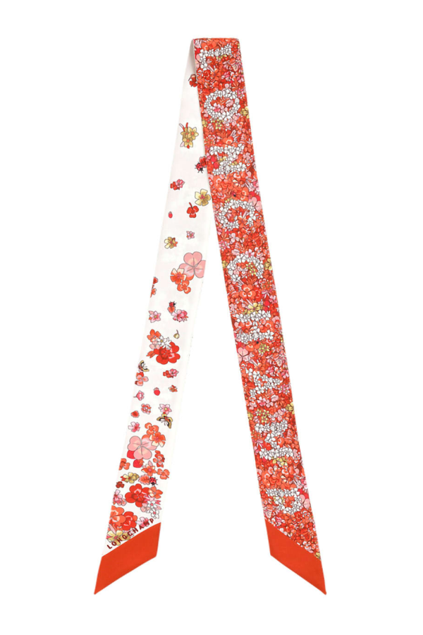 Longchamp All-Over Print Logo Silk Scarf - Red