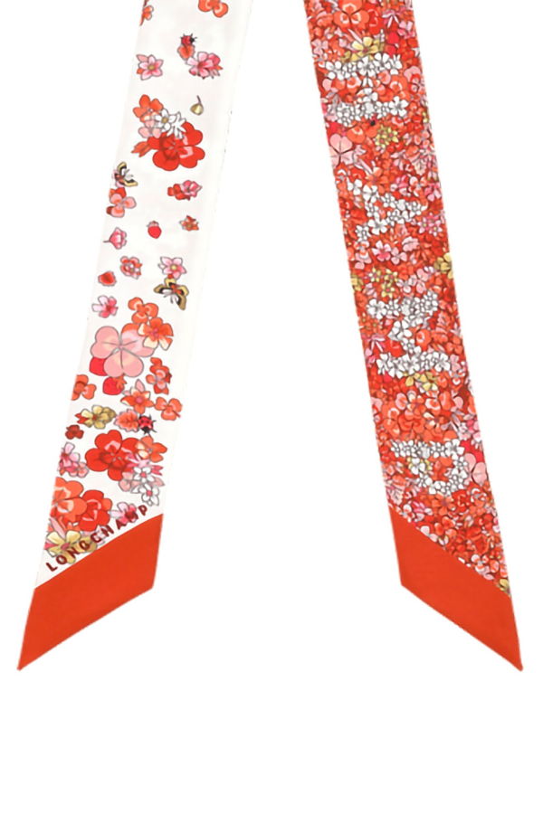 Longchamp All-Over Print Logo Silk Scarf - Red