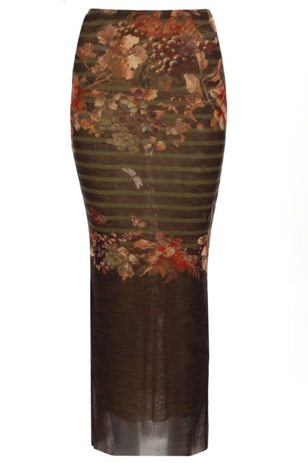 Jean Paul Gaultier Long Skirt With Mariniere Grape Print Skirt - Multicolour