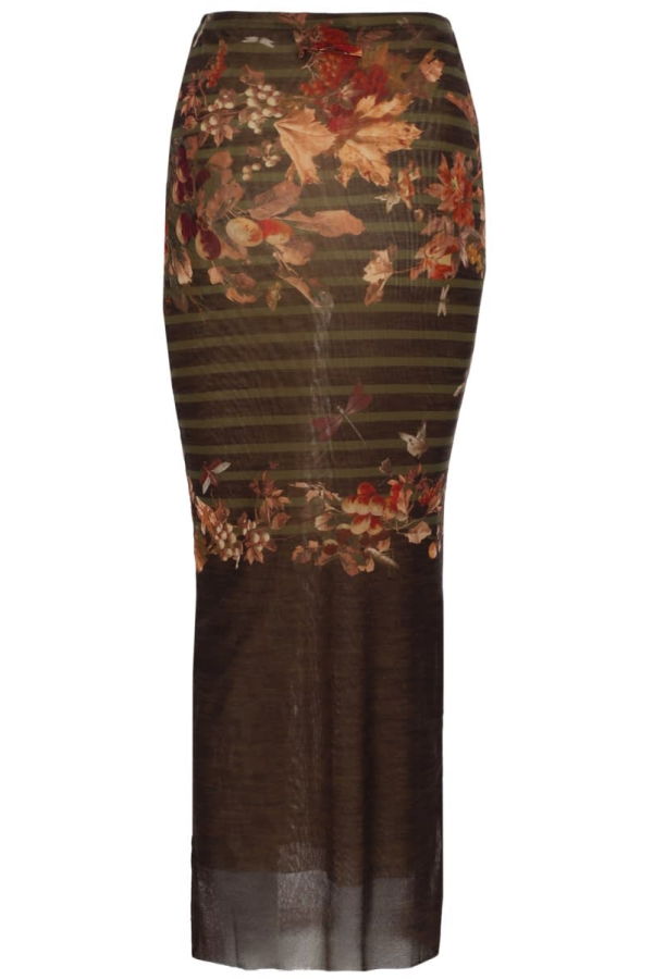 Jean Paul Gaultier Long Skirt With Mariniere Grape Print Skirt - Multicolour