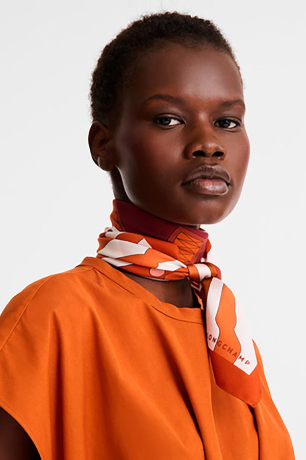 Longchamp Maxi Print Scarf - Orange