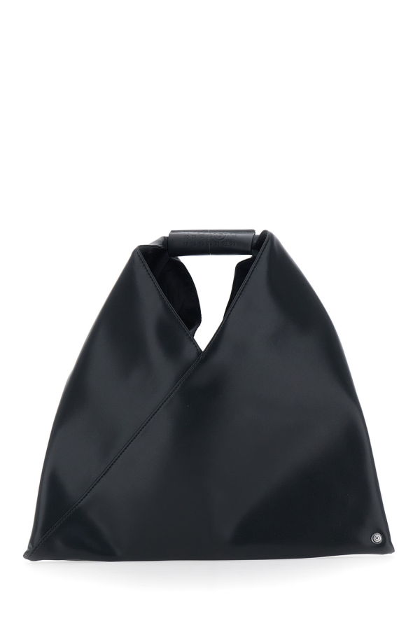 MM6 Maison Margiela Handbag With Triangular Silhouette and Numerical Logo Detail - Black