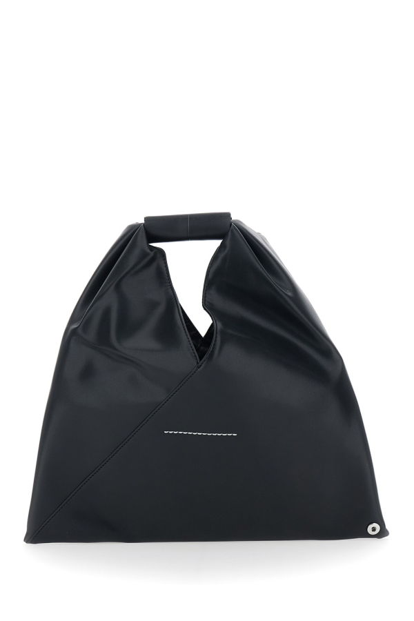 MM6 Maison Margiela Handbag With Triangular Silhouette and Numerical Logo Detail - Black