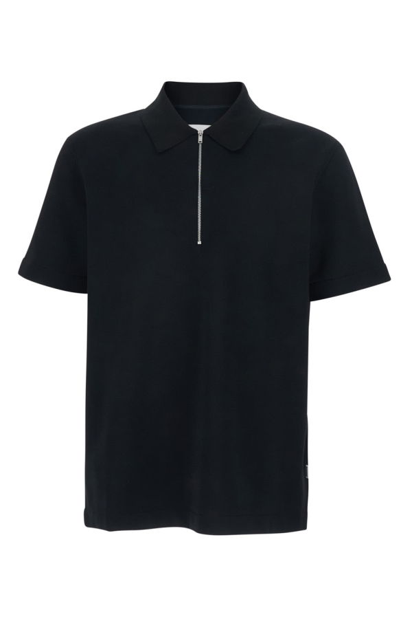 Jil Sander Polo Shirt With Classic Collar and Front Zip Closure - Black