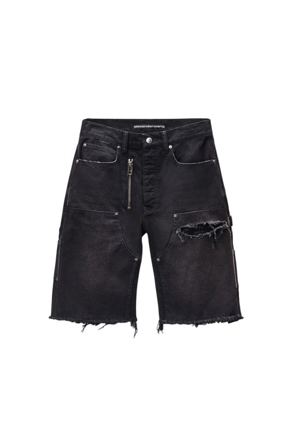 ALEXANDER WANG Zip Mid-Rise Carpenter Shorts - Vintage Black