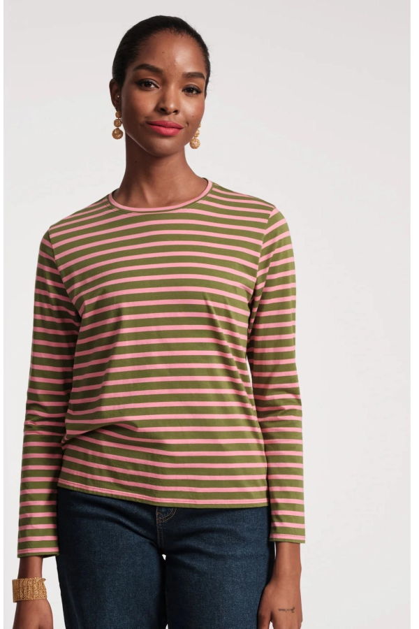 Frances Valentine Striped Top - Green/Pink