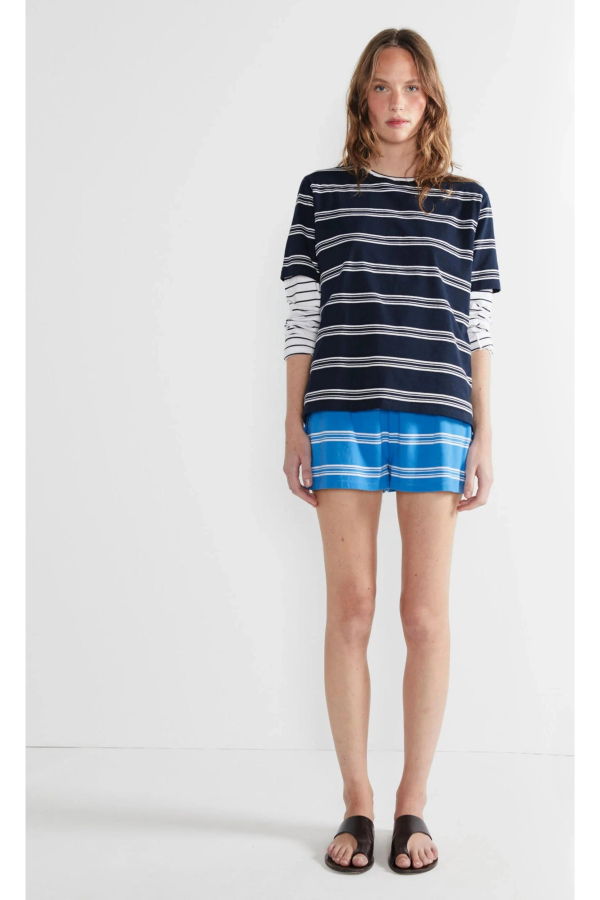 Kule The Modern Tee - Brown/White Mixed Stripe