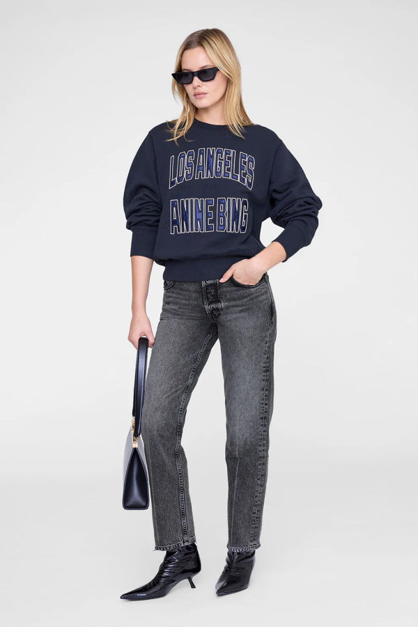 Anine Bing Harry Shrunken Sweatshirt LA - Vintage Black