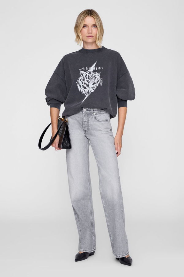 Anine Bing Miles Sweatshirt Tiger in Vintage Black