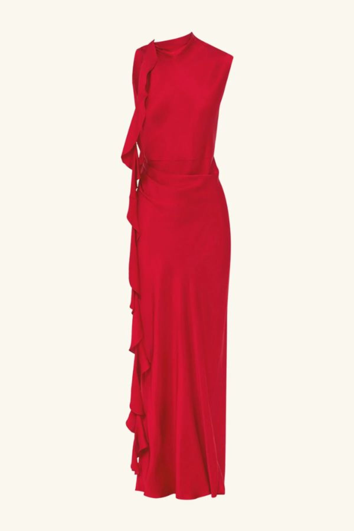 Shona Joy Agnes Draped Ruffled Maxi Dress - Cherry - Image 7 of 7