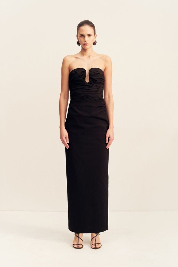 Shona Joy Campbell Strapless U Wire Maxi Dress - Black