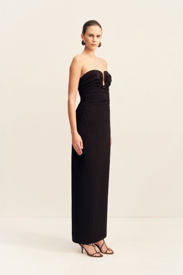 Shona Joy Campbell Strapless U Wire Maxi Dress - Black