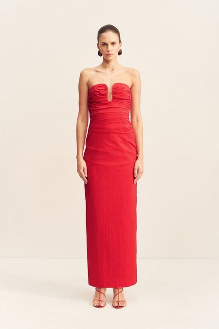 green emerald velvet dress Shona Joy Moraya Dropped Waist Maxi Dress