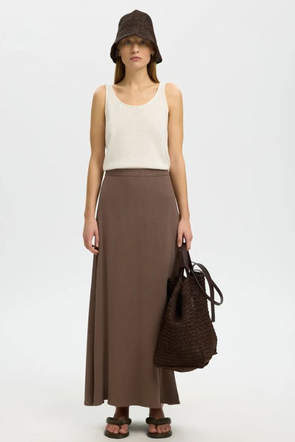 Selected Viva Linen Blend Skirt