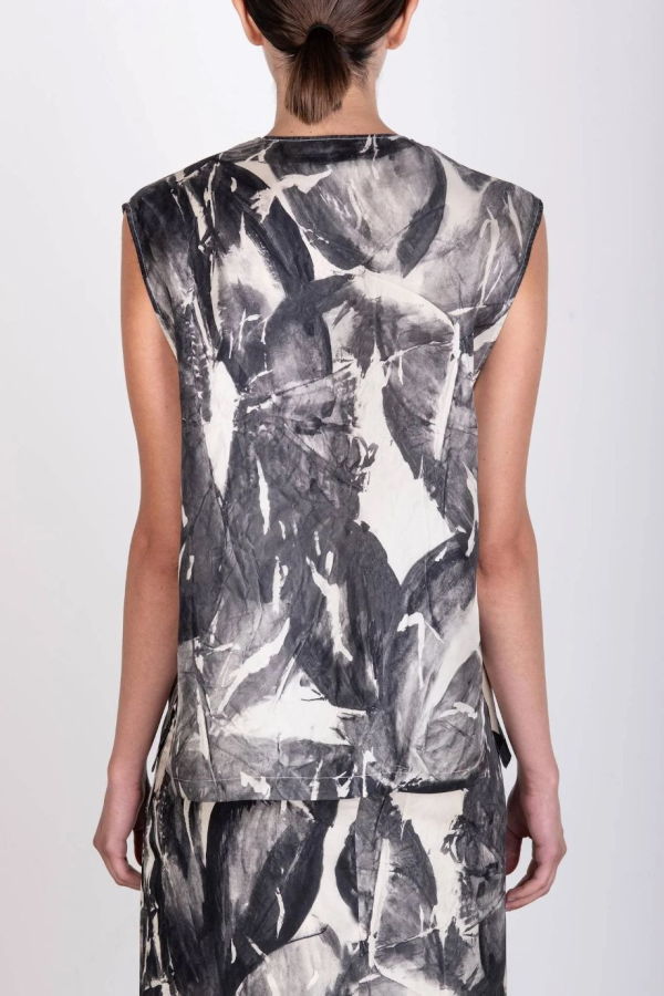 Alysi Brushed Print Silk Crossover Top
