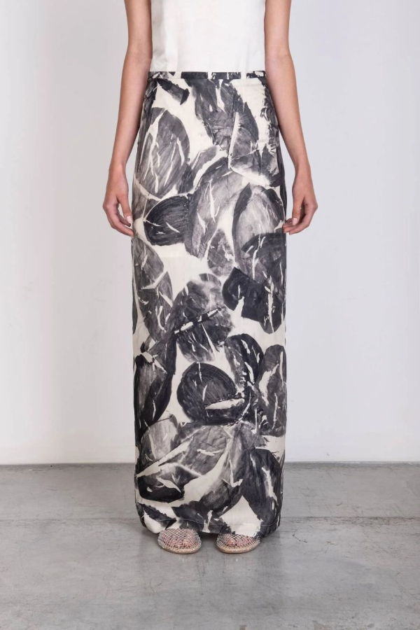 Alysi Brushed Print Silk Maxi Skirt