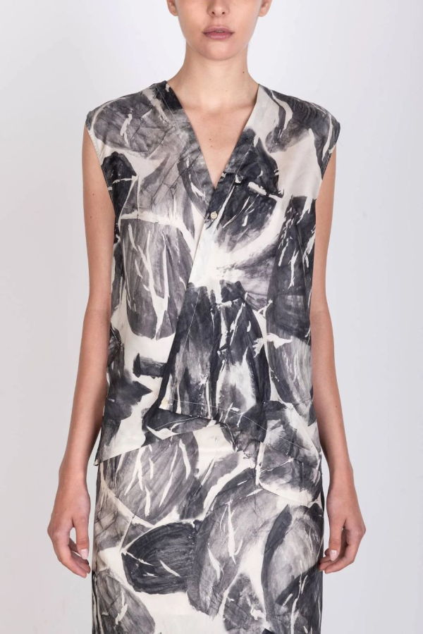 Alysi Brushed Print Silk Maxi Skirt