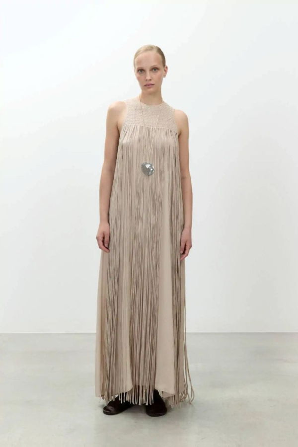 Alysi Long Dress with Fringes