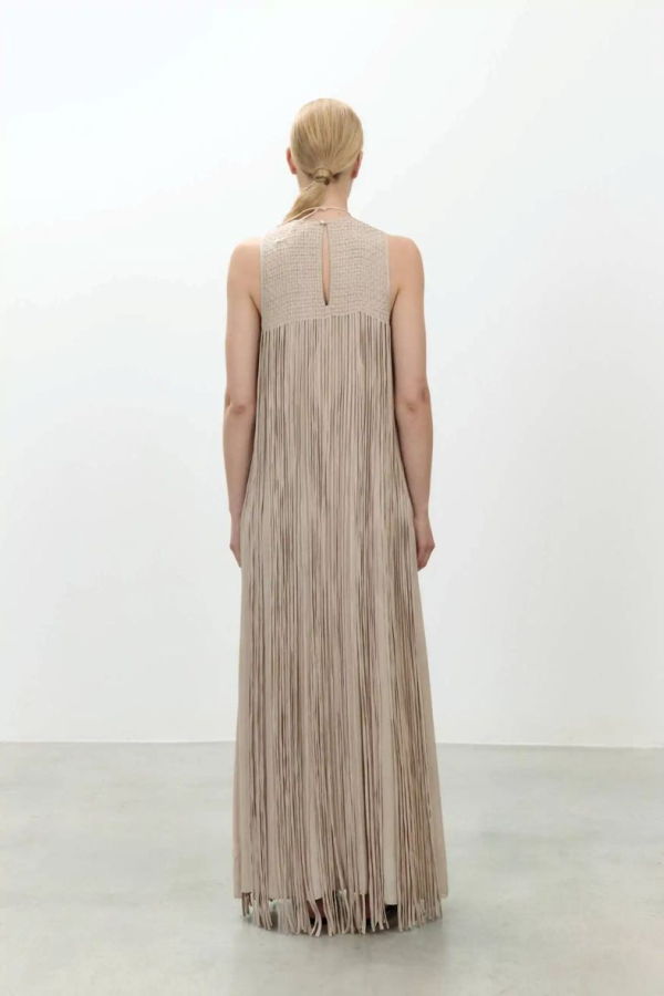 Alysi Long Dress with Fringes