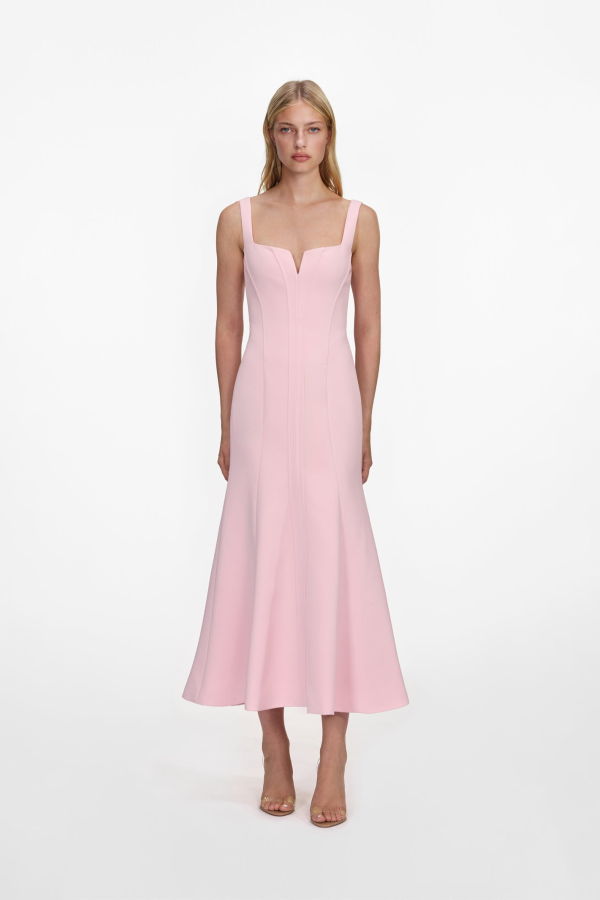 Self-Portrait Crepe Midi Dress - Pink