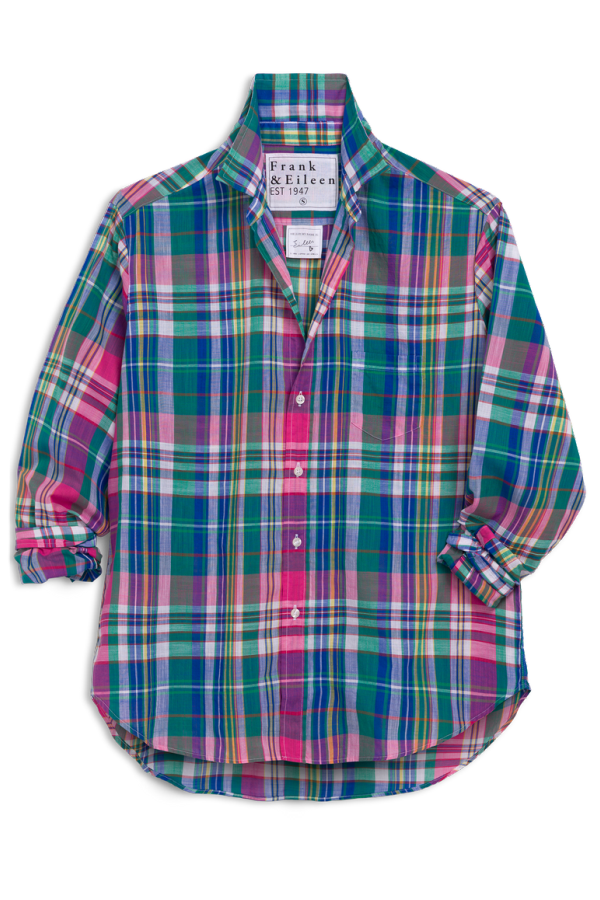 Frank & Eileen Eileen Relaxed Button-Up Shirt - Green Purple Orange Plaid