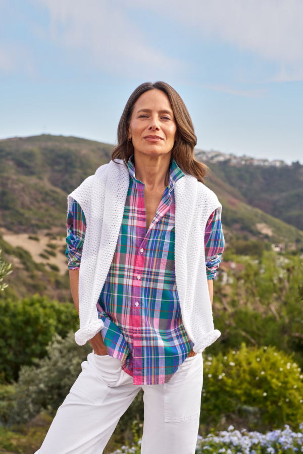 Frank & Eileen Eileen Relaxed Button-Up Shirt - Green Purple Orange Plaid