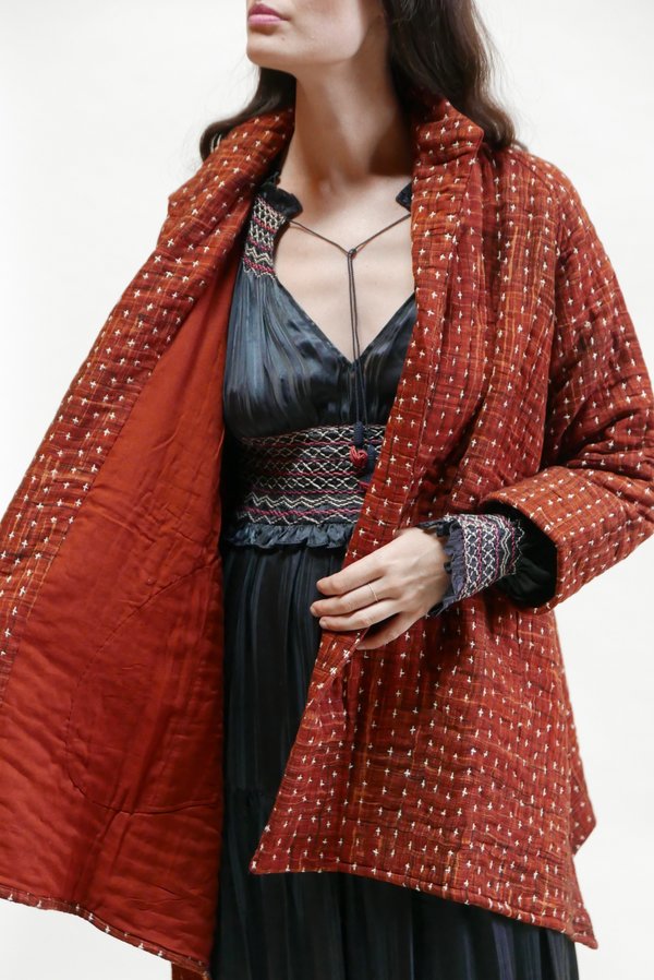 Neeru Kumar Quilted Swing Jacket - Rust Neeru Kumar Quilted Swing Jacket - Rust