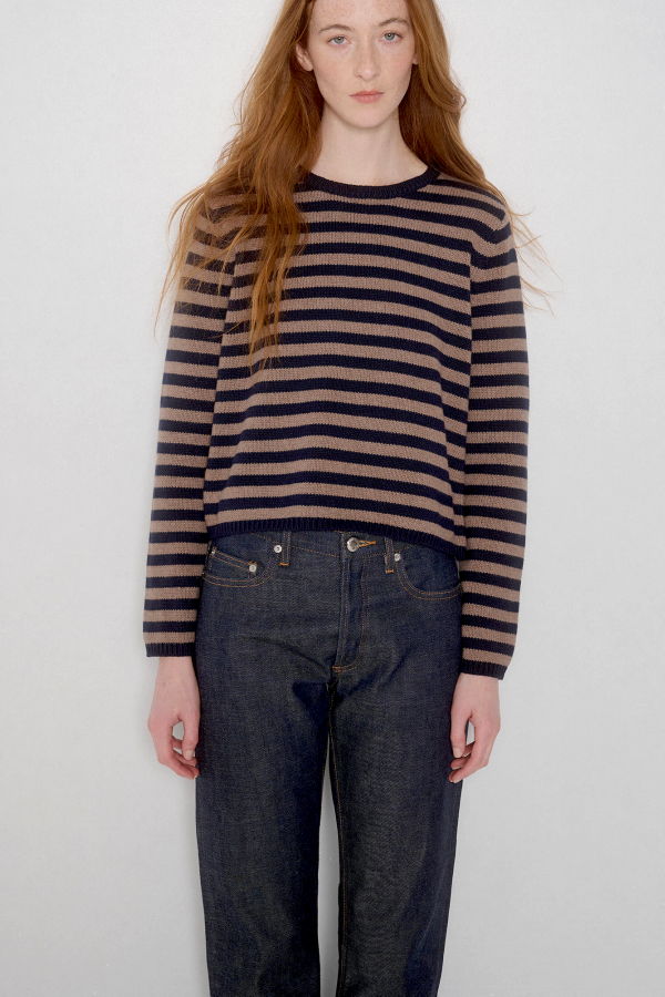 DEMYLEE Melina Stripe Cotton Cashmere Sweater