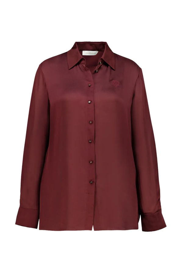 Zimmermann Luna Satin Shirt - Wine