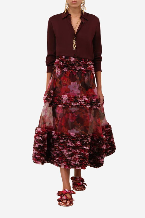 Zimmermann Luna Satin Shirt - Wine