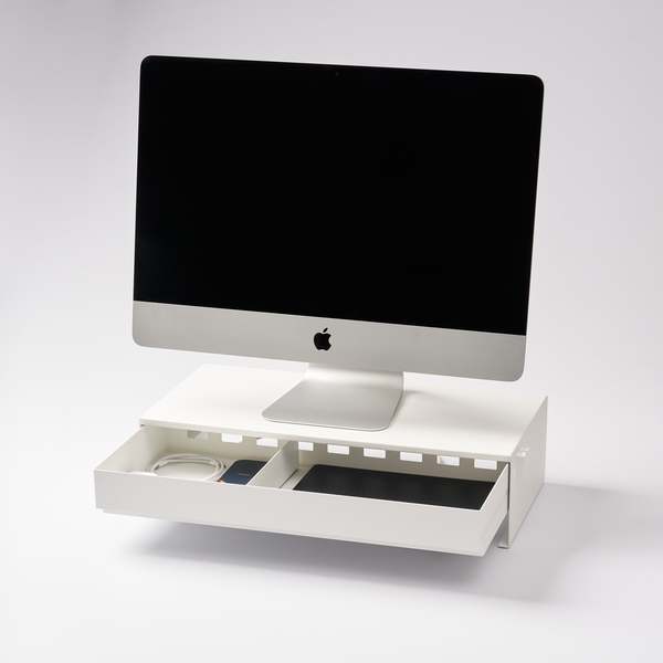 Yamazaki Home Monitor Stand with Drawer Desk Organizer