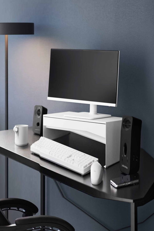 Yamazaki Home Monitor Stand with Drawer Desk Organizer