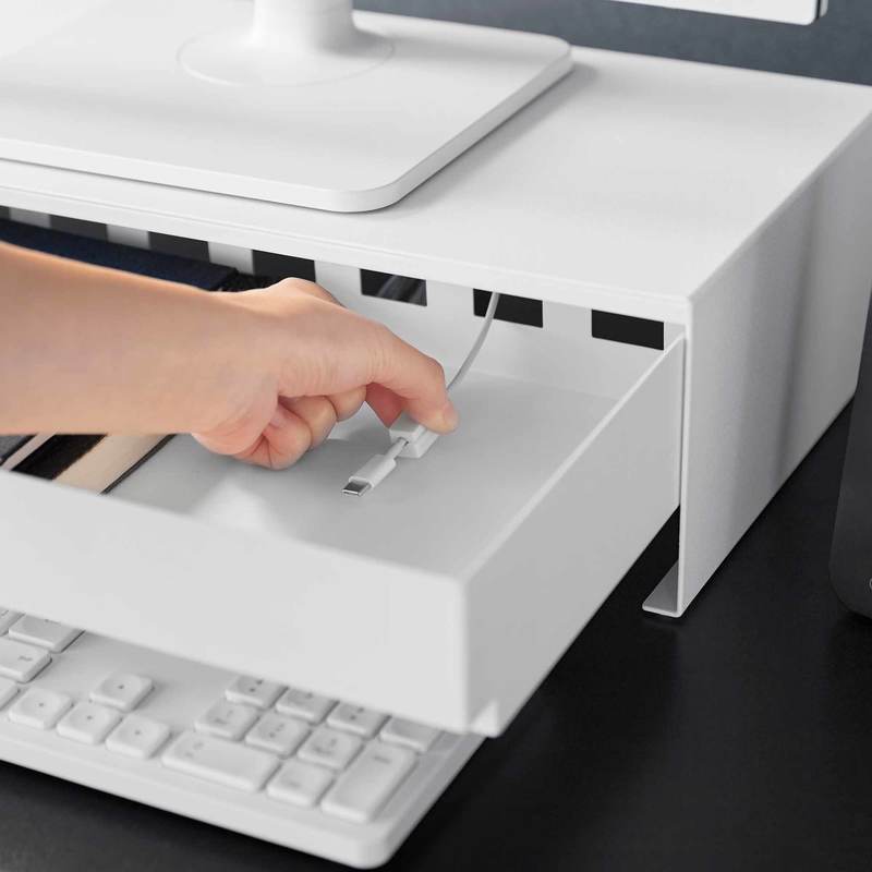 Yamazaki Home Monitor Stand with Drawer Desk Organizer